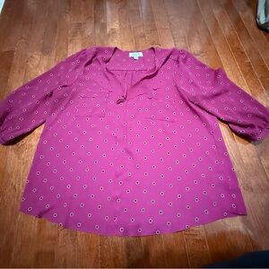Elle brand Women's Pink Polka Dot Blouse sz XL